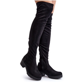Botas de tacón bajo por encima de la rodilla para mujer Negro Berrinda