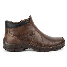 Olivier Botas de piel de invierno para hombre 352MP marrón oscuro