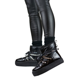 Botas de nieve de invierno decorativas negras para mujer. negro Botas de nieve de invierno decorativas negras para mujer. negro