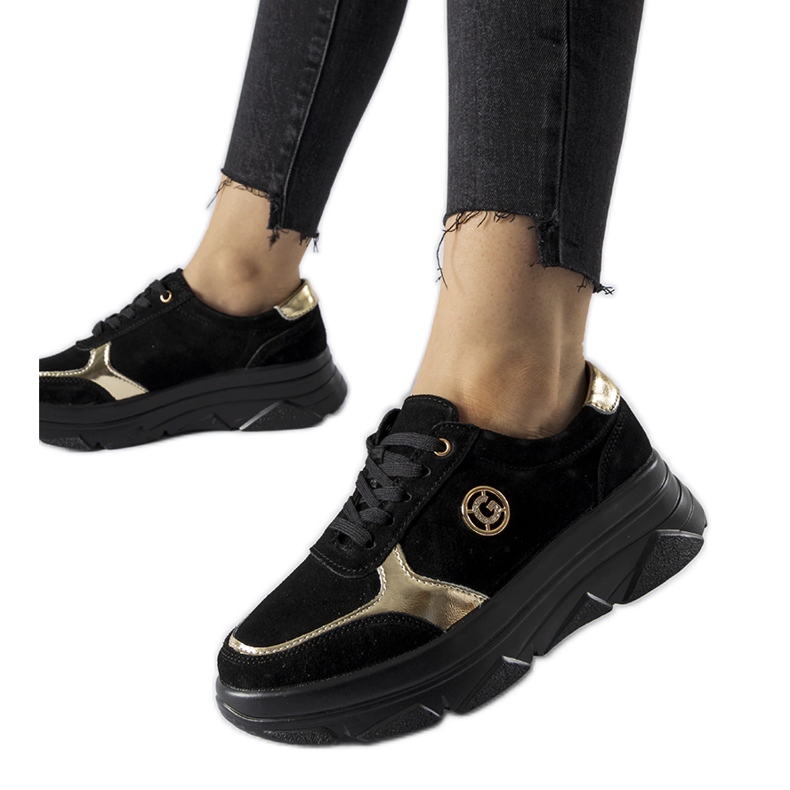 Deportivas de piel negra con strass Galileo negro