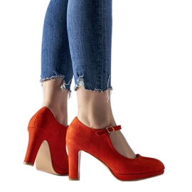 Zapatos de tacón naranja con cierre Serri
