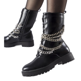 Botines aislantes negros con cadena Carroll