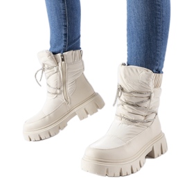 Botas de nieve beige con pedrería Pettenasco