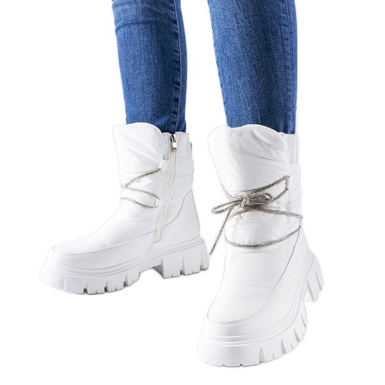 Botas de nieve blancas con pedrería Pettenasco blanco
