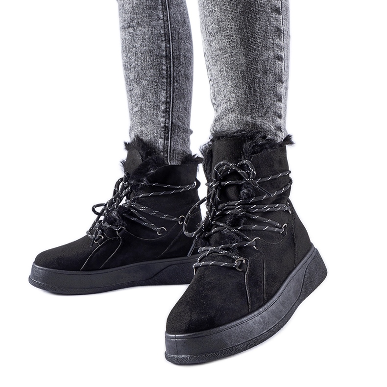 Botas de nieve negras con plataforma Rancourt. negro