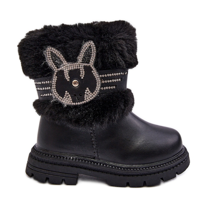 Botas de nieve para niños con pelo, negro Lunami