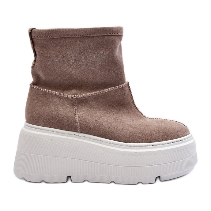Botines de mujer de piel con suela maciza beige Zazoo 3424