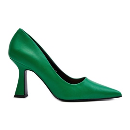 Tacones altos clásicos verdes con punta en punta de Delimena