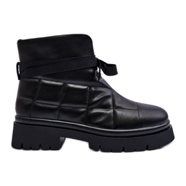 Botines De Mujer Con Acolchado Y Cordones Negro Bizzanti