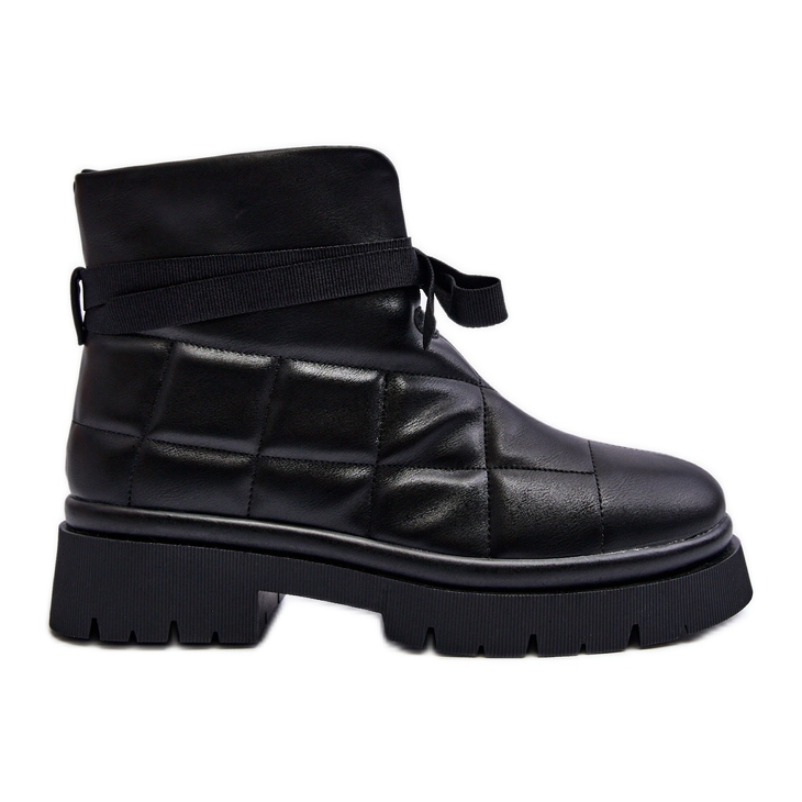 Botines De Mujer Con Acolchado Y Cordones Negro Bizzanti