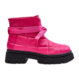 Botines De Mujer Con Acolchado Y Cordones Rosa Bizzanti