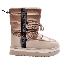 Botas De Nieve Mujer Con Cordones Beige Lilara