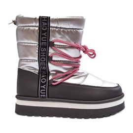 Botas de nieve de mujer con cordones lilar plateados plata Botas de nieve de mujer con cordones lilar plateados plata