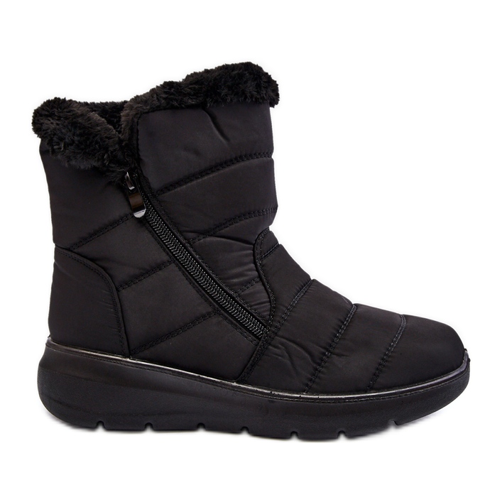 Botas de nieve con cremallera y pelo de mujer Zeuna negro Botas de nieve con cremallera y pelo de mujer Zeuna negro