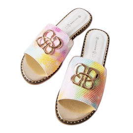 Goodin Chanclas Lea con hebilla arcoíris multicolor