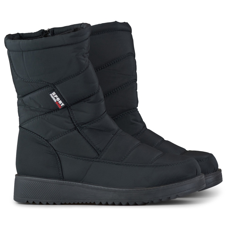 Botas de nieve aislantes para mujer, pelo acolchado, plataforma baja negro