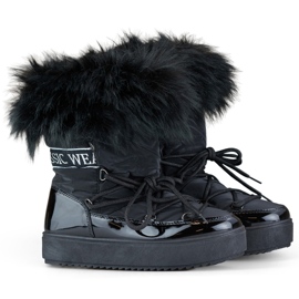 Botas de nieve altas para mujer, aislantes y con pelo, de color negro