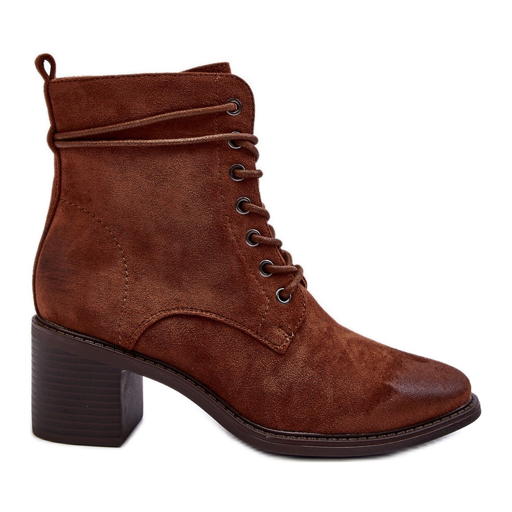 Botas De Mujer Con Cordones Y Tacón Bajo, Marrón Serellia