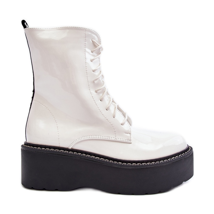 Botas Mujer Charol Suela Gruesa Movana Blanco
