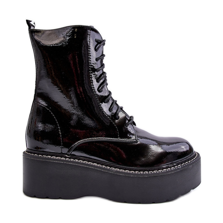 Botas Mujer Charol Suela Gruesa Movana Negro