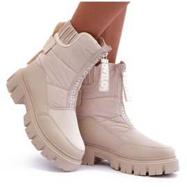 NEWS Botas de nieve con aislamiento alto para mujer Beige Freoc