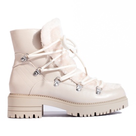 W. Potocki Botas de nieve de mujer beige con pelo Potocki