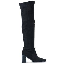 Botas de tacón por encima de la rodilla para mujer. negro