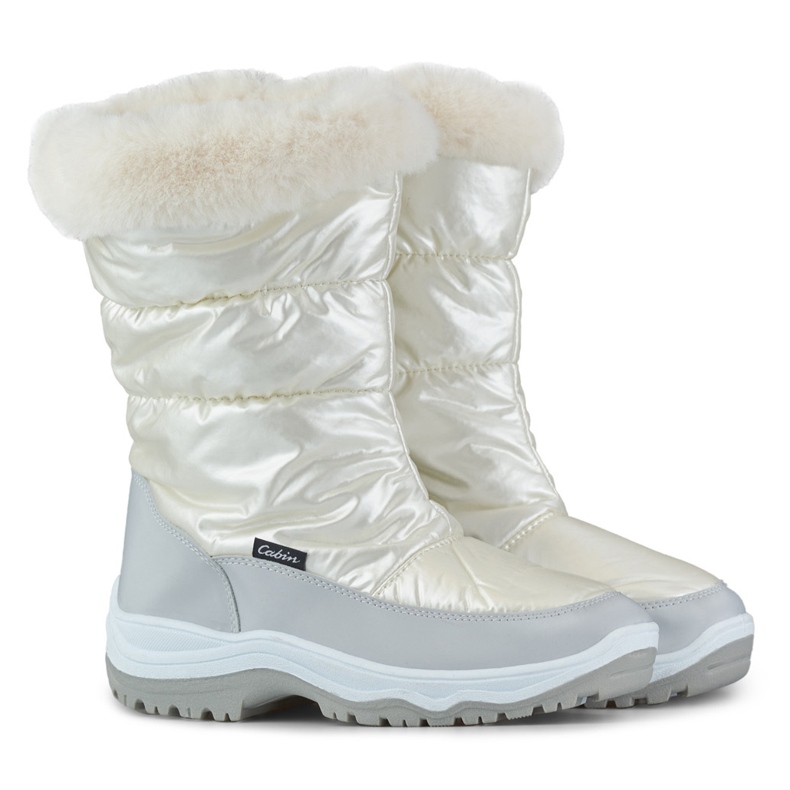 Botas de nieve altas de mujer blancas con pelo. blanco