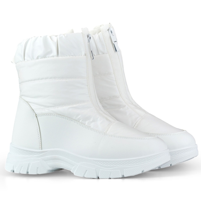 Botas de nieve blancas de mujer cómodas y aislantes. blanco