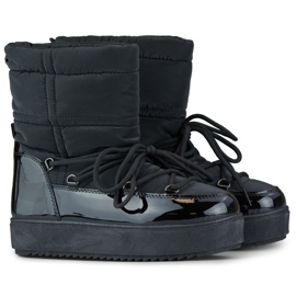 Botas de nieve de mujer negras con suela gruesa, zapatos de invierno. negro