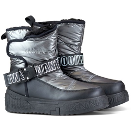 Botas de invierno para mujer, botas de nieve negras con aislamiento negro