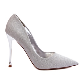 Tacones altos plateados con purpurina de Tiberon plata