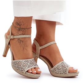Sandalias Tacón Decoradas D&A MR1038-44 Dorado Sandalias Tacón Decoradas D&A MR1038-44 Dorado