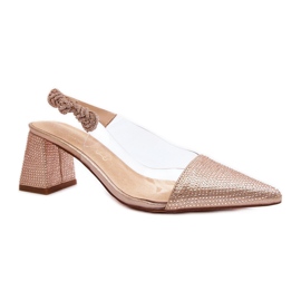 Zapatos de tacón elegantes con punta en punta D&amp;A MR91292-1 Champán dorado
