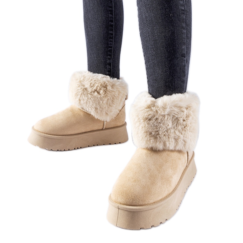 Botas de nieve beige decoradas con pelo Adelfia