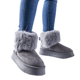 Botas de nieve grises decoradas con piel Adelfia Botas de nieve grises decoradas con piel Adelfia