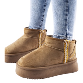 Botas de nieve beige oscuro con plataforma Scavi