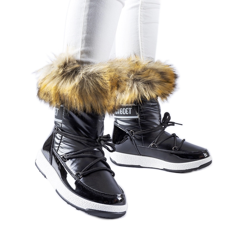 Botas de nieve negras con aislamiento y pelo Adamsvil negro
