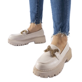 Mocasines beige decorados con pedrería Uzzone