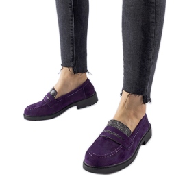 Mocasines morados con pedrería de Ippolito violeta