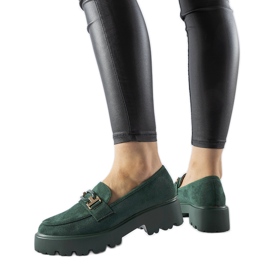 Mocasines verdes decorados con hebilla Pisa