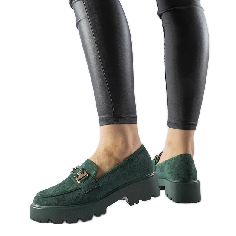 Mocasines verdes decorados con hebilla Pisa
