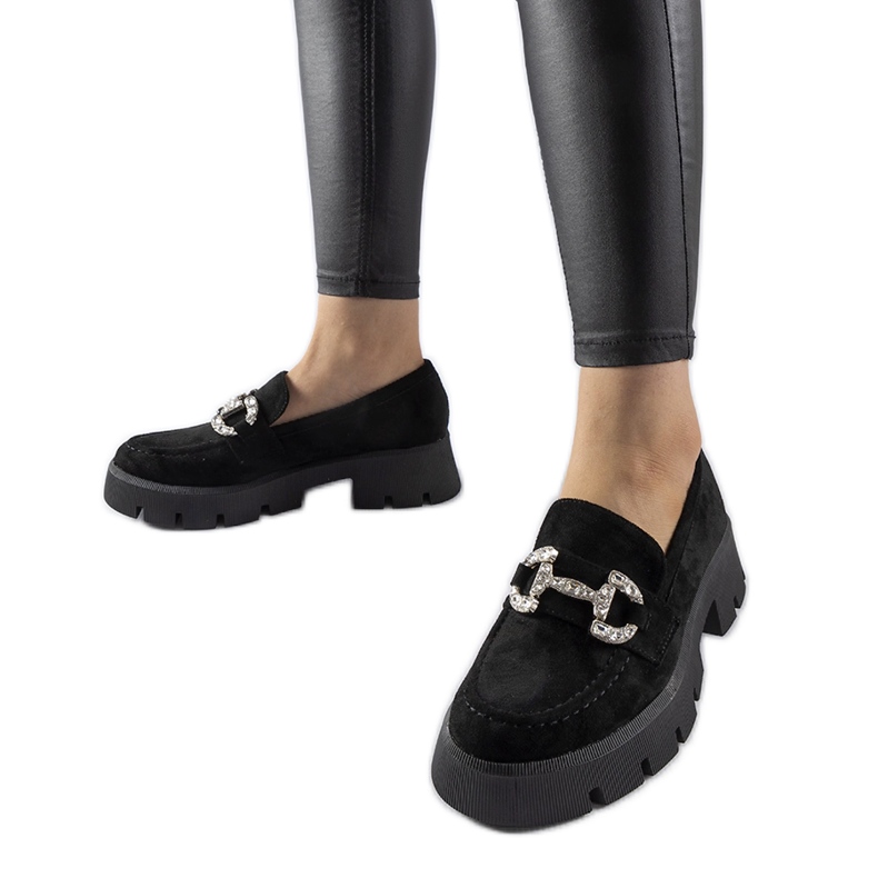Mocasines Giacomo negros con pedrería
