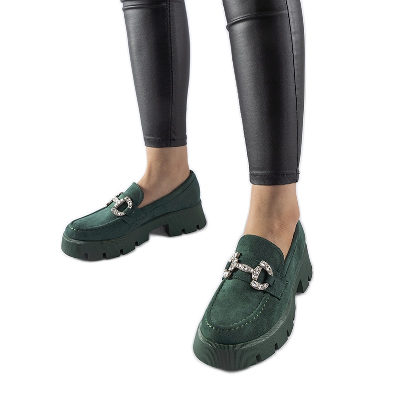 Mocasines verdes con pedrería Giacomo