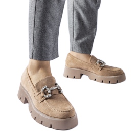 Mocasines beige con pedrería de Giacomo