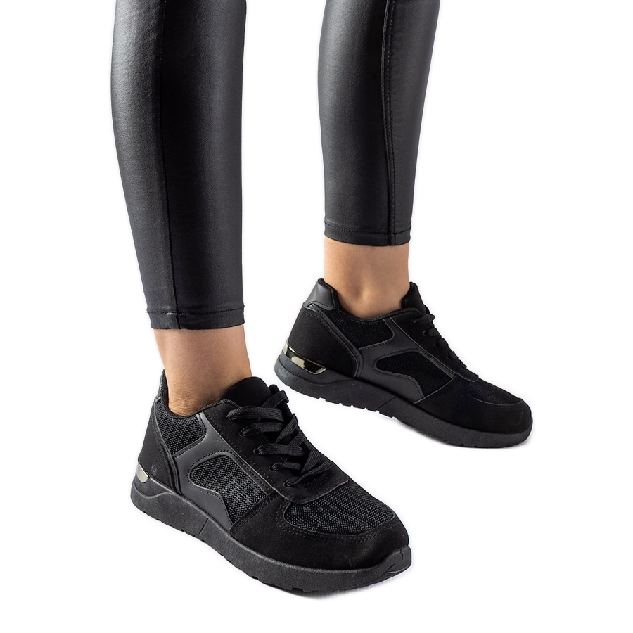 Deportivas negras confeccionadas en combinado Gallo. negro