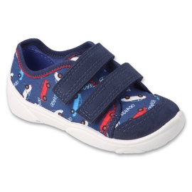 Pantuflas infantiles befado 907P162 azul marino con coches