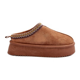 Pantuflas con suela gruesa de ante ecológico Camel Sylva marrón