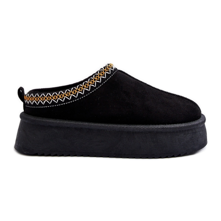 Pantuflas con suela gruesa de ante ecológico, Negro Sylva