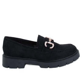 Karins Mocasines de ante negro con hebilla